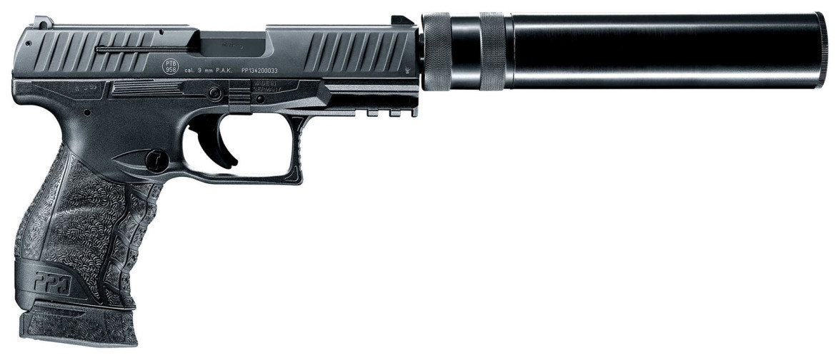 Pistolet 9 mm à blanc Walther PPQ M2 bronzé avec silencieux _ Arme alarme  et de défense - Full Defense