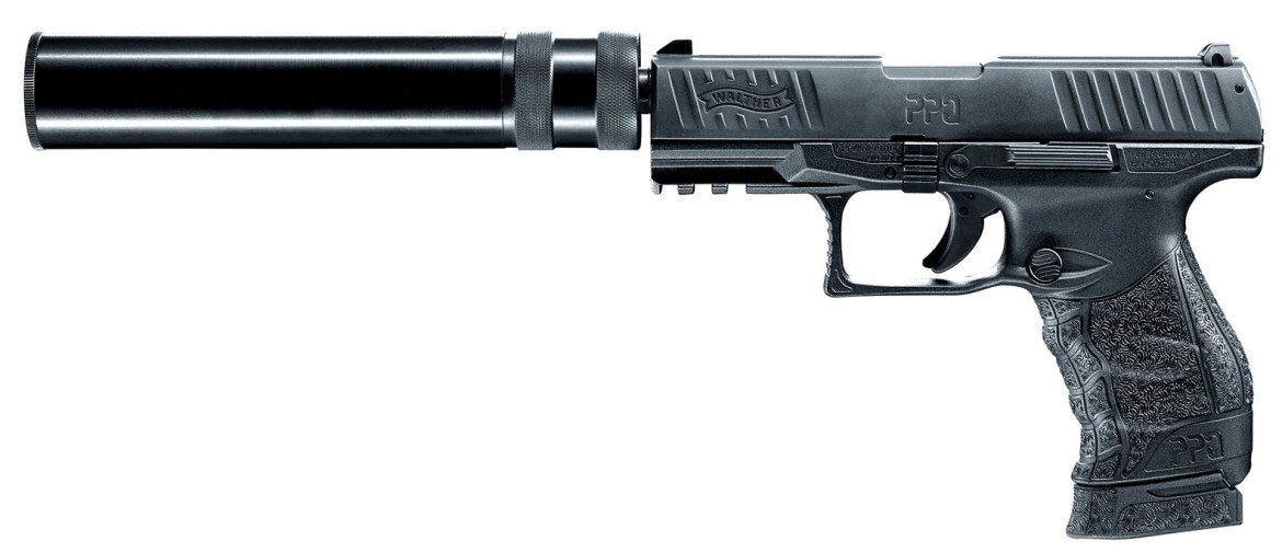 Pistolet 9 mm à blanc Walther PPQ M2 bronzé avec silencieux _ Arme alarme  et de défense - Full Defense