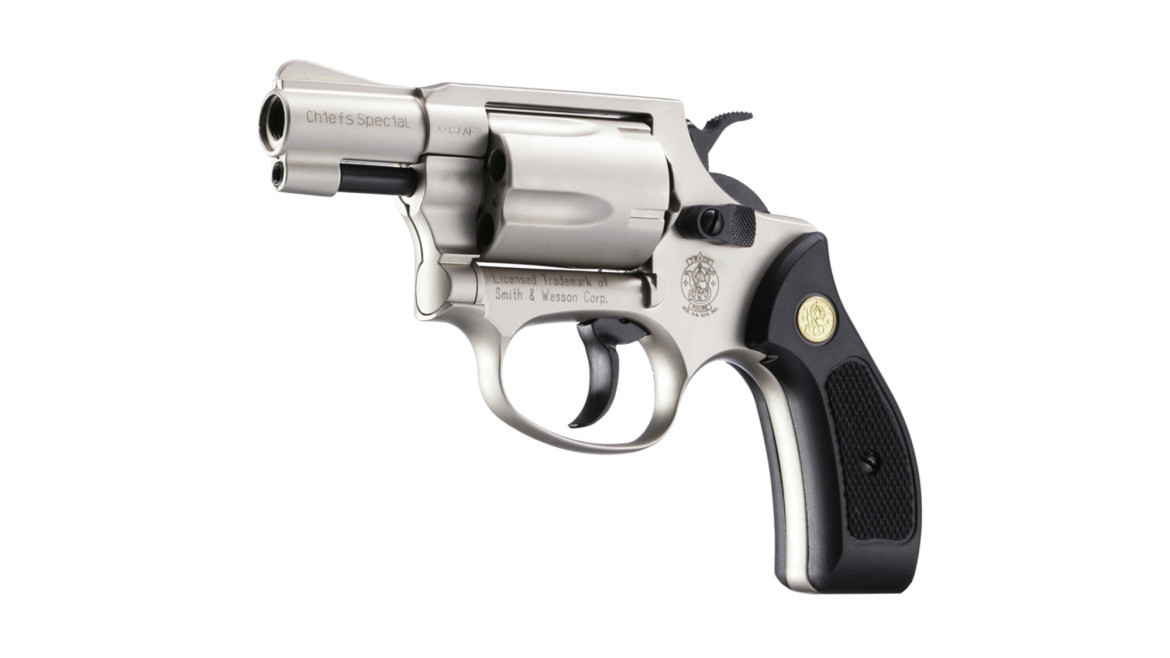 Revolver 9 mm à blanc Smith & Wesson Chiefs Spécial nickelé.